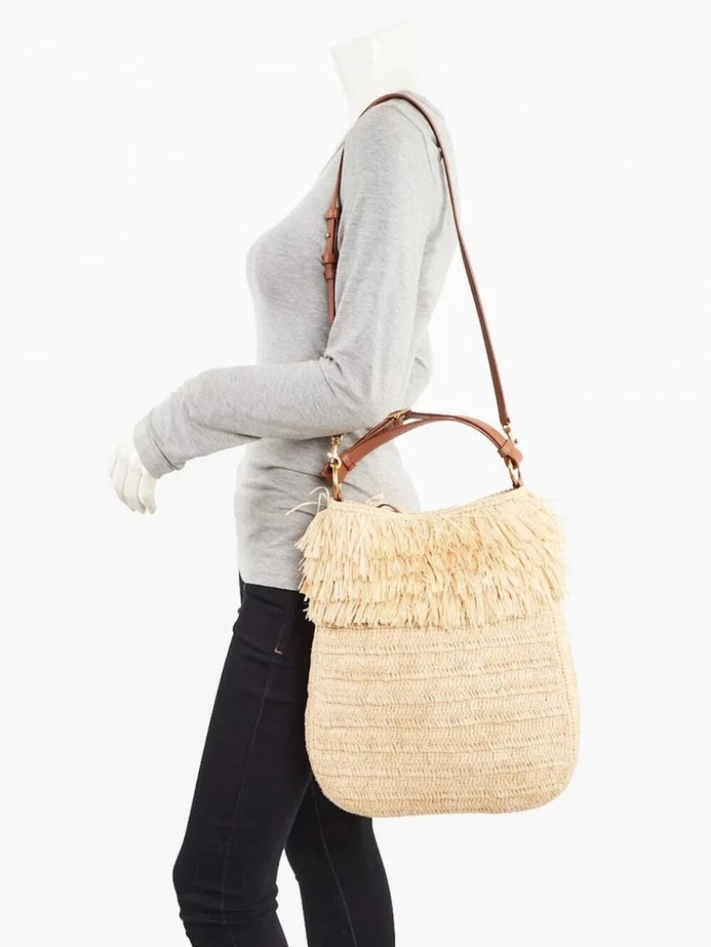 Yves Saint Laurent Natural and Brown Leather Roady Fringe Shoulder Bag - Picture 2 of 9